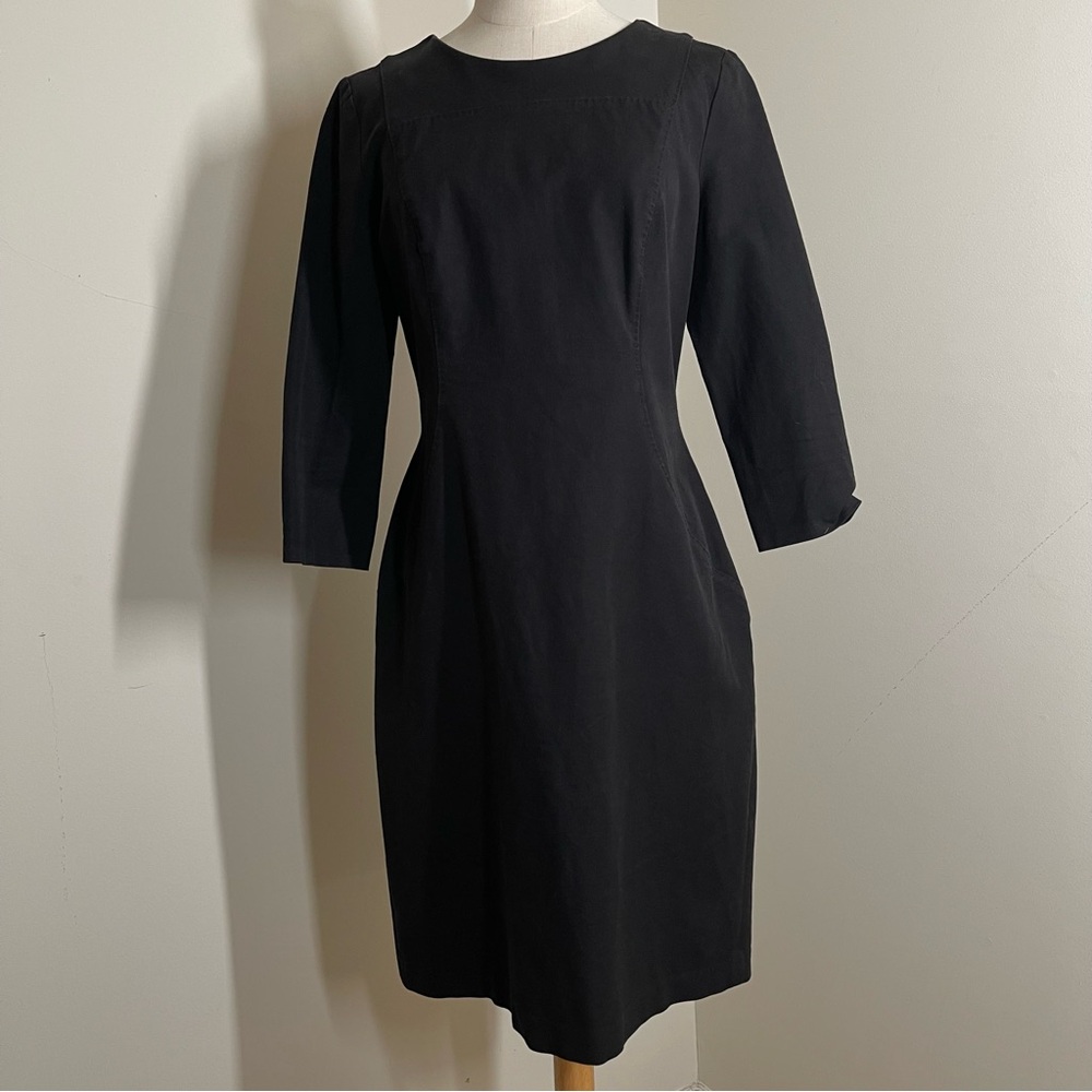 Banana Republic Women’s - SZ 10 -Black Cotton 3/4 Sleeve Stretchy Sheath Dress